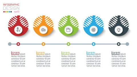 Five harmonious circle infographics. Illustrazione stock