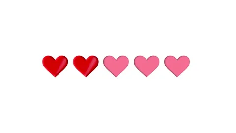 Five hearts rating animation, on a white background. Stock Footage 142394445