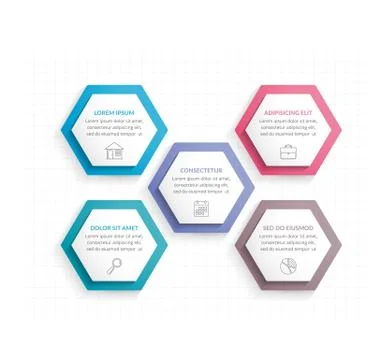 Five Hexagons Stock Illustration