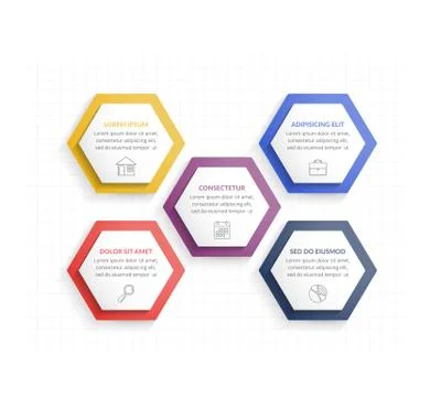 Five Hexagons 스톡 일러스트