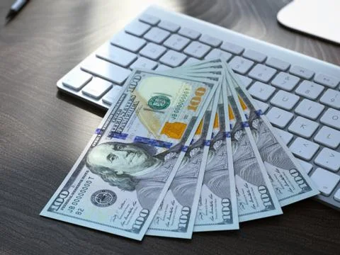 Five hundred dollars on keyboard Stock Illustration