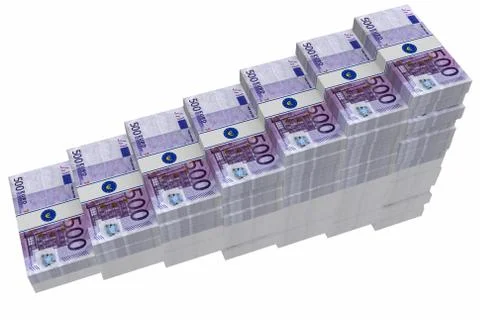 Five hundred euro. banknotes increased. 3D illustration Stock-Illustration