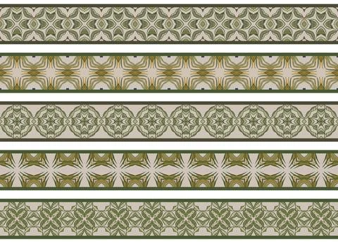 Five illustrated horizontal borders Stock Illustration