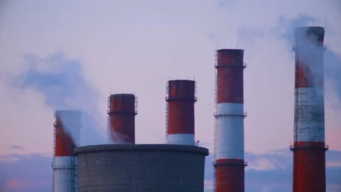 Five Industrial Tubes With Smoke Stock Footage 240689430