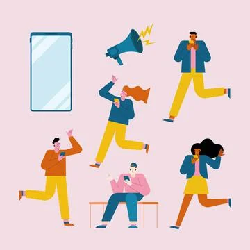 Five influencers characters Stock Illustration