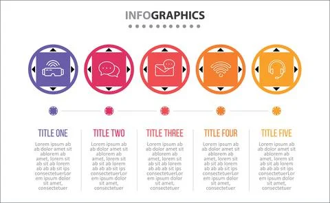 Five Infographic Timeline Stock Illustration