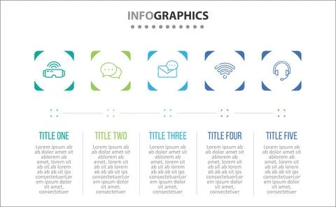 Five Infographic Timeline Stock Illustration