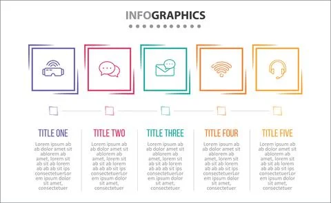 Five Infographic Timeline Stock Illustration