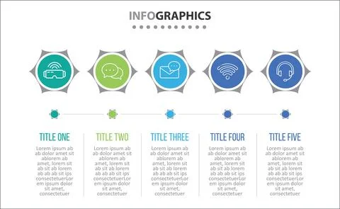 Five Infographic Timeline Stock Illustration