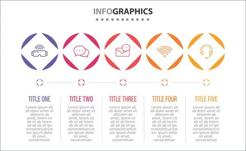 Five Infographic Timeline Stock Illustration