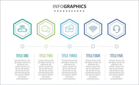 Five Infographic Timeline Stock Illustration