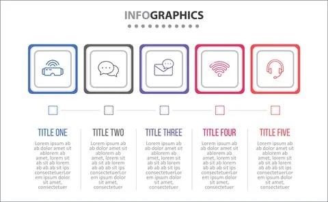 Five Infographic Timeline Stock Illustration
