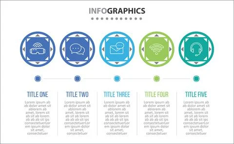 Five Infographic Timeline Stock Illustration