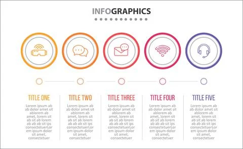 Five Infographic Timeline Stock Illustration