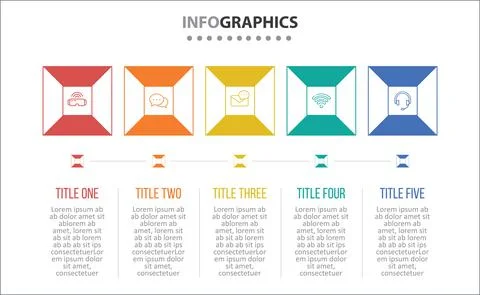 Five Infographic Timeline Stock Illustration