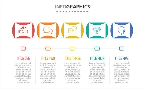 Five Infographic Timeline Stock Illustration