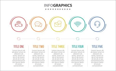 Five Infographic Timeline Stock Illustration