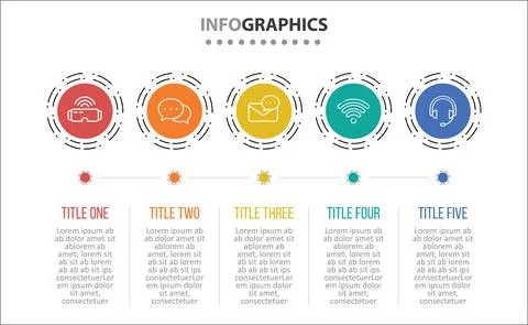 Five Infographic Timeline Stock Illustration
