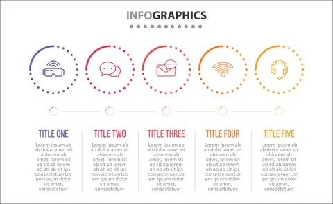 Five Infographic Timeline Stock Illustration