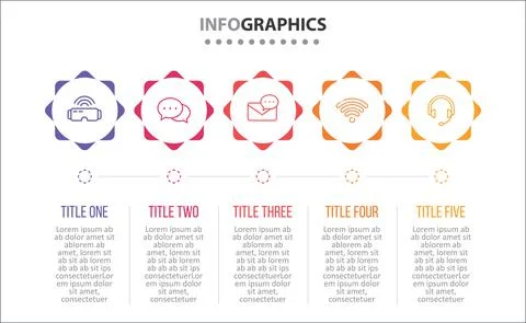 Five Infographic Timeline Stock Illustration