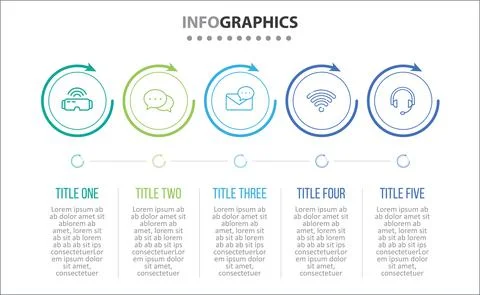 Five Infographic Timeline Stock Illustration