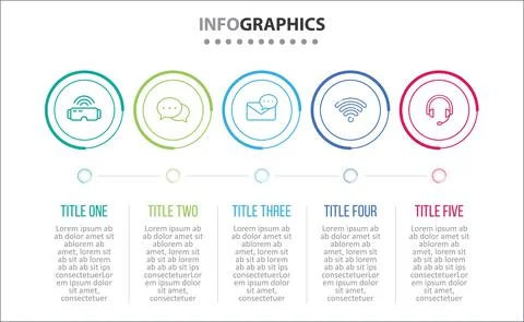 Five Infographic Timeline Stock Illustration