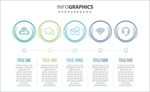 Five Infographic Timeline Stock Illustration