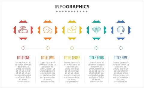 Five Infographic Timeline Stock Illustration