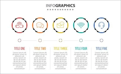 Five Infographic Timeline Stock Illustration