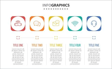 Five Infographic Timeline Stock Illustration