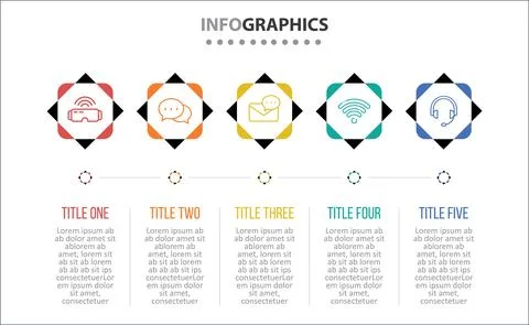 Five Infographic Timeline Stock Illustration