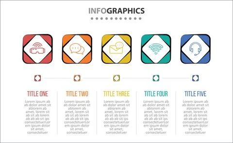 Five Infographic Timeline Stock Illustration
