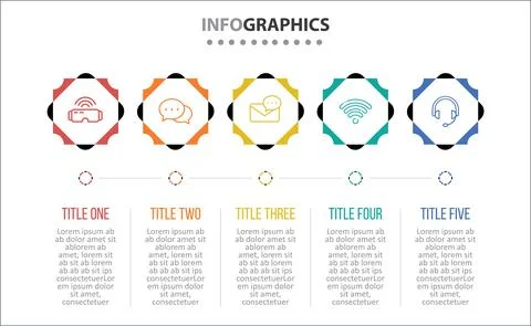 Five Infographic Timeline Stock Illustration