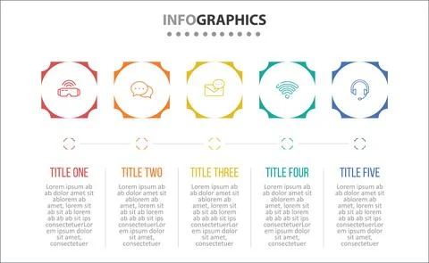 Five Infographic Timeline Stock Illustration