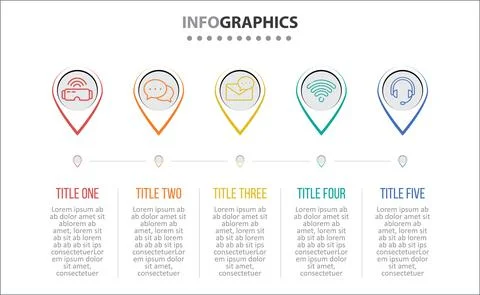 Five Infographic Timeline Stock Illustration