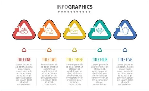 Five Infographic Timeline Stock Illustration