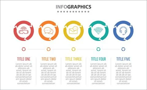 Five Infographic Timeline Stock Illustration
