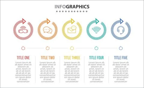 Five Infographic Timeline Stock Illustration