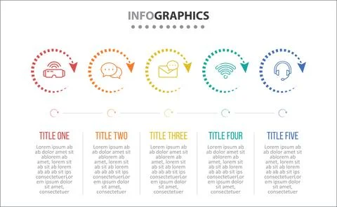 Five Infographic Timeline Stock Illustration
