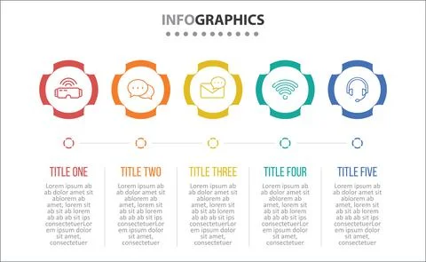 Five Infographic Timeline Stock Illustration