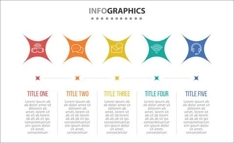 Five Infographic Timeline Stock Illustration
