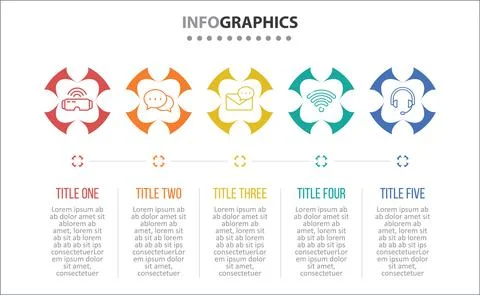 Five Infographic Timeline Stock Illustration