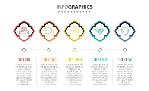 Five Infographic Timeline Stock Illustration