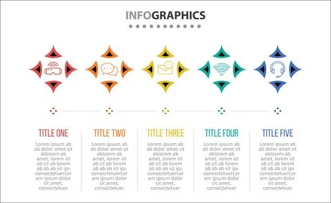 Five Infographic Timeline Stock Illustration
