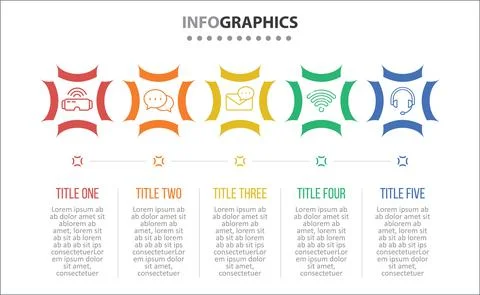 Five Infographic Timeline Stock Illustration