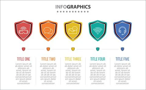 Five Infographic Timeline Stock Illustration