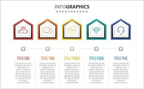 Five Infographic Timeline Stock Illustration