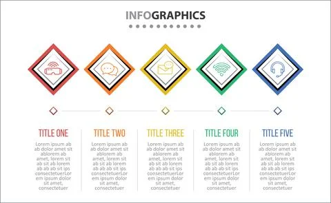 Five Infographic Timeline Stock Illustration