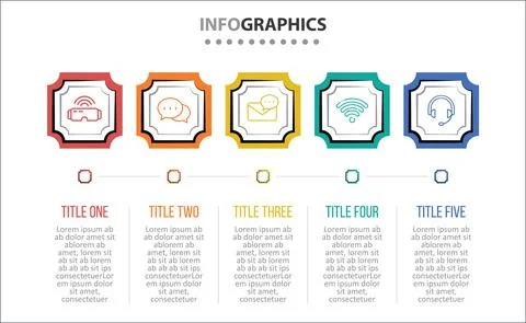 Five Infographic Timeline Stock Illustration