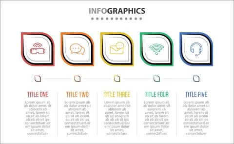 Five Infographic Timeline Stock Illustration